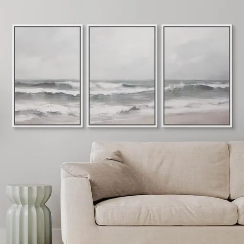 Vista 453 de wall26 Lienzo enmarcado para pared, juego de arte de acuarela pastel, paisaje rural, ilustraciones con formas abstractas, arte moderno, decorativo