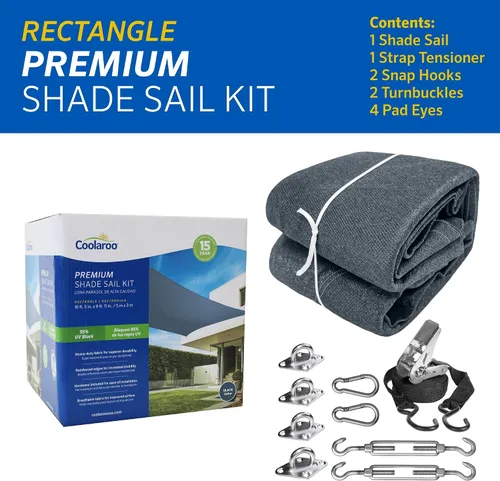 Vista 4 de Kit Premium de Vela de Sombra Coolaroo - 95% de Bloqueo UV, Grado Comercial, Acabado Mate de Lujo, con Herramientas de Acero Inoxidable