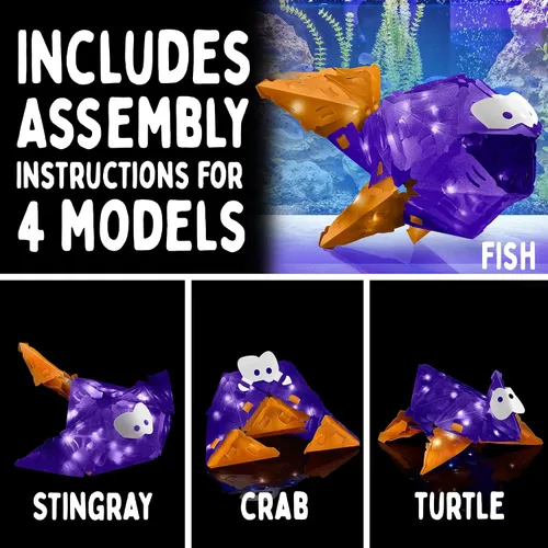 Vista 3 de Creatto Flashy Fish & Silly Swimmers - Kit de rompecabezas 3D con iluminación Incluye piezas de rompecabezas Creatto para hacer creaciones