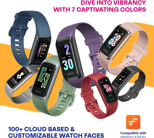 Vista 7 de OCTANDRA Active 2 VeryFit Fitness Tracker Ritmo cardíaco SpO2 Saturación de oxígeno en sangre Monitor de sueño Pantalla de 1.05 pulgadas, contador