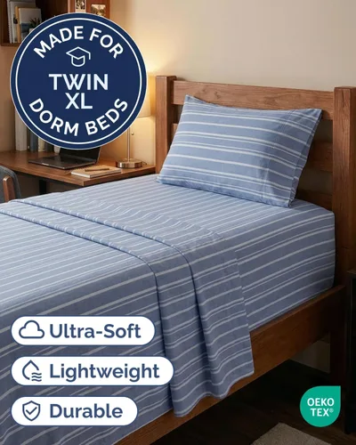 Vista 192 de Extra Deep Twin XL Sheet Set - 3 Piece College Dorm Room - White 01-Blanco