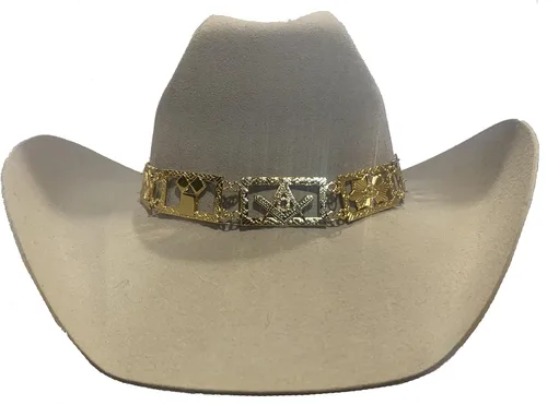 Vista 9 de GENUINE TEXAS BRAND Sombrero de oro masónico con joyas, Oro