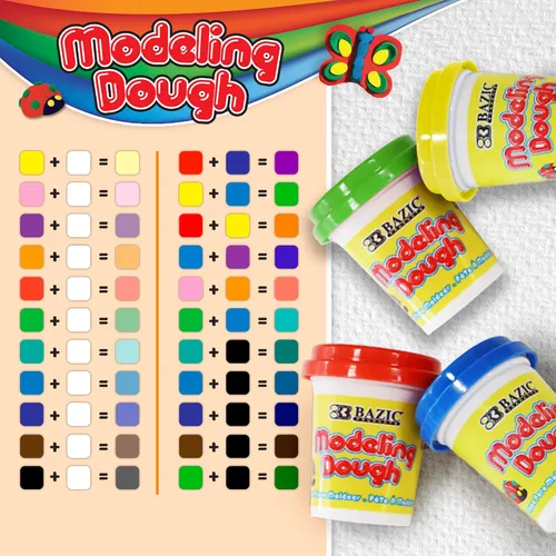 Vista 7 de BAZIC Products Arcilla para modelar 4 colores, colores surtidos, masa, manualidades, regalo no tóxico para artistas (paquete de 8 onzas), 36 paquetes