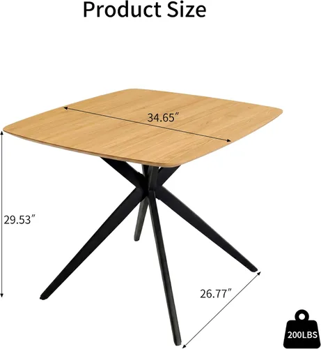 Vista 2 de HIPIHOM Oak Dining Table for Small Spaces, Solid Wood Kitchen Table for 2-4