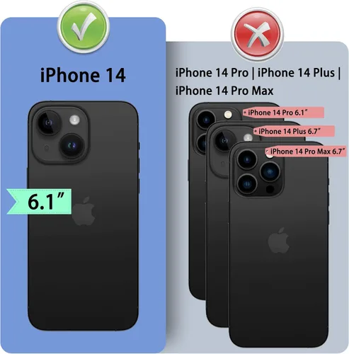 Vista 3 de DuckSky Funda tipo cartera de piel auténtica para iPhone 14 de 6.1 pulgadas con bloqueo RFID, 4 tarjeteros de crédito. Cuero auténtico. Funda