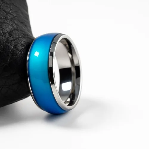 Vista 4 de Ello Elli Anillo de acero inoxidable con ajuste cómodo de 0.315 in que cambia de estado de ánimo tono platanegro