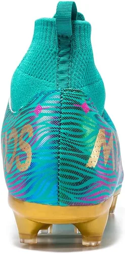 Vista 4 de JIEBUNIAO Botas de fútbol para hombre, tacos profesionales, zapatos de césped para mujer, tenis de entrenamiento de fútbol atlético para niños