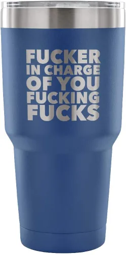 Vista 2 de HollyWood & Twine Funny Boss Gifts Fucker in Charge - Taza de metal de doble pared aislada al vacío, taza de viaje fría y caliente, 30 onzas, libre