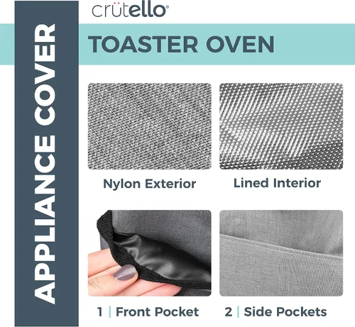 Vista 3 de Crutello Funda para horno tostador con bolsillos de almacenamiento, 4 rebanadas, fácil de limpiar