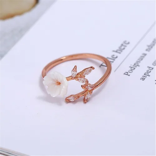 Vista 3 de Journey Studio - Anillo de flores de ramas de cristal artificial ajustable anillo de dedo abierto para mujer Como en la descripción Aleación de zinc