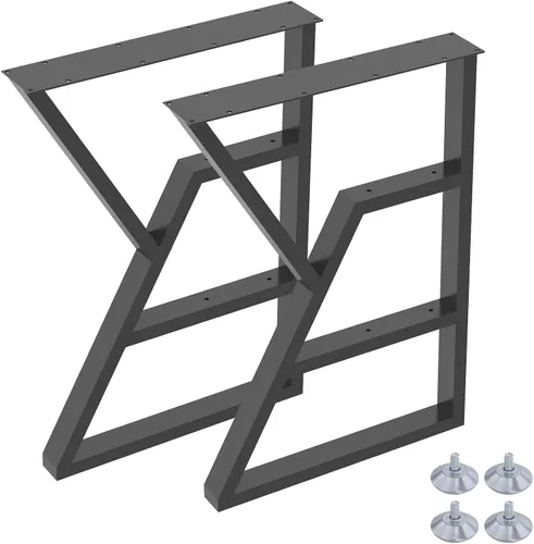 Vista 17 de Juego de 2 patas de escritorio de metal, patas de mesa en forma de T resistentes de 28 pulgadas de alto x 16 pulgadas de ancho, patas de metal