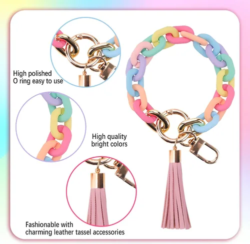 Vista 4 de GIEMSON Llavero de silicona para mujer, pulsera con cuentas para automóvil