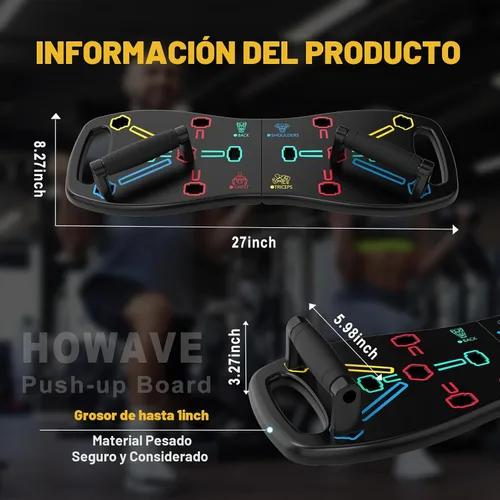Vista 5 de HOTWAVE Push Up Board, Portable Pushup Board for Men, Foldable Push Up Bar Multifunctional Pushup Handles for Floor, Strength Training Equipment
