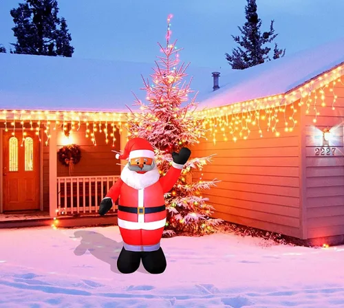 Vista 6 de Santa Claus inflable de Navidad de 6 pies - Papá Noel inflable negro para decoración de jardín, inflables navideños