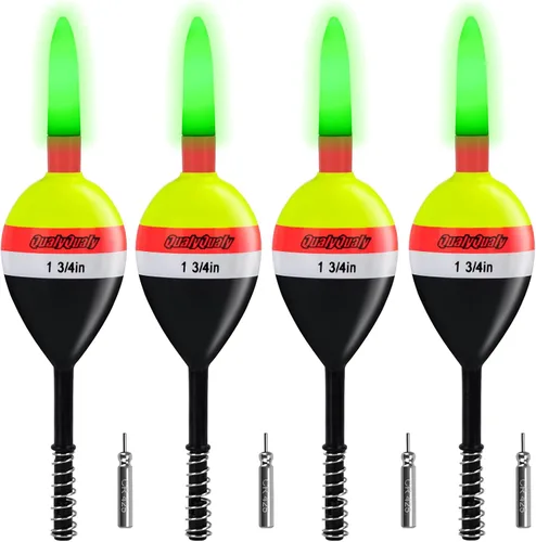 Vista 10 de QualyQualy 4 piezas de flotadores de pesca con luces deslizantes que brillan en la oscuridad, flotador de resorte para pesca de crappie y walleyes