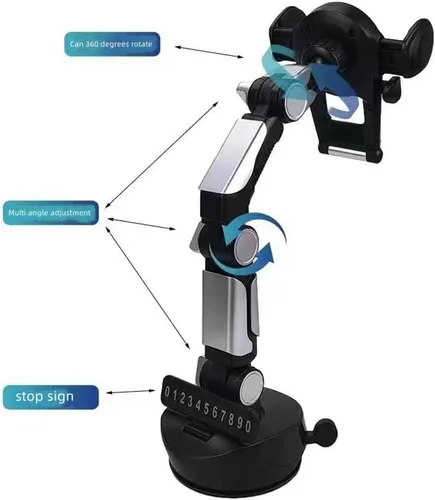 Vista 5 de Soporte de teléfono para camión, soporte de teléfono celular resistente para parabrisas de tablero, brazo largo, soporte de teléfono de coche