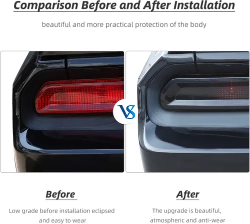 Vista 6 de Hoolcar Cubierta de la lámpara de la luz trasera, marco de guardia, decoración de marco de bisel, accesorios exteriores para Dodge Challenger