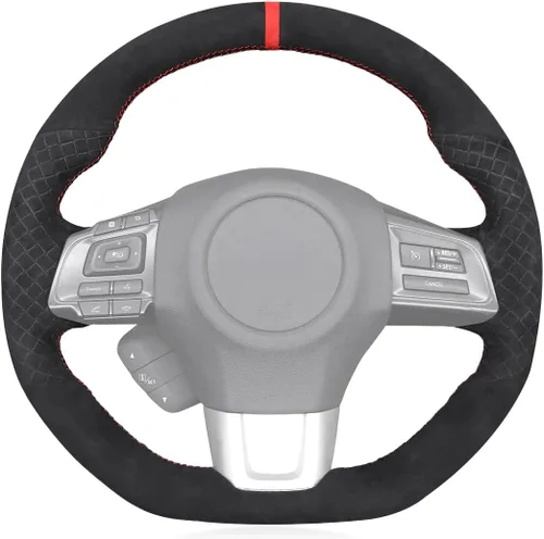 Vista 20 de MEWANT Funda de volante de automóvil transpirable cosida a mano para Subaru WRX 2015-2021 / WRX STI 2015-2021, accesorios para volante Subaru WRX