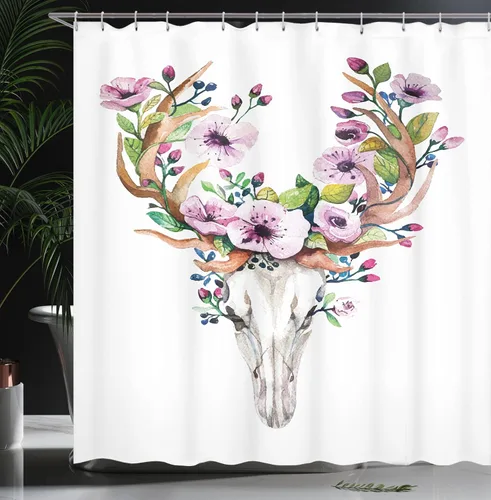 Vista 3 de Ambesonne Decor Collection, juego de cortina con ganchos para regadera