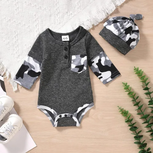 Vista 5 de Aalizzwell Conjunto de Ropa para Bebé Recién Nacido, Niños, Otoño e Invierno Camouflaje