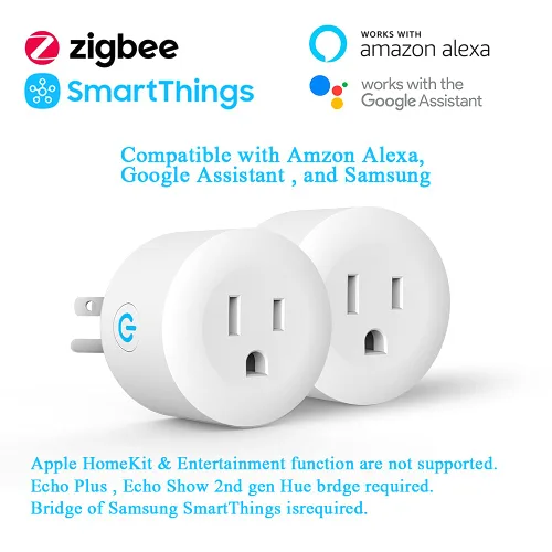Vista 5 de Enchufe inteligente, DOGAIN Zigbee Smart Plugs Outlet funciona con ST y Echo Plus Hub Control de voz compatible con Alexa y el Asistente de Google