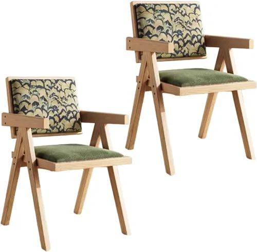 Vista 24 de YVYKFZD Juego de sillas de comedor de madera maciza, sillas de cocina sin brazos, silla de comedor tapizada con respaldo, sillón de terciopelo