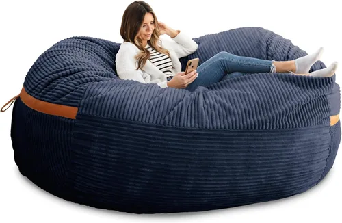 Vista 13 de Big Joe Fuf Silla Puf de Espuma de 5 Pies de Tamaño Extra Grande con Funda Extraíble para Niños, Adolescentes, Adultos, Onyx Lenox, Poliéster Tejido