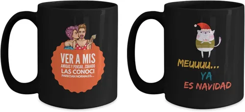 Vista 3 de Regalo para amigos Taza de cafe para hermana Perfecto regalo para graduados, profesionales y estudiantes Vaso con afirmaciones positivas, Negro