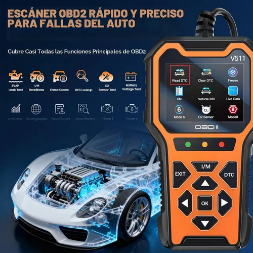 Vista 4 de Herramienta de diagnóstico del escáner V511 OBD2, lector de código de coche con luz de verificación del motor, preparación I/M, DTC, probador