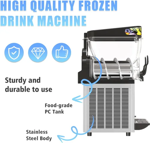 Vista 4 de Máquina comercial de granizado - 1000 W 30L Tanques Máquina comercial para hacer granizados Máquina de Margarita de acero inoxidable 110 V 304