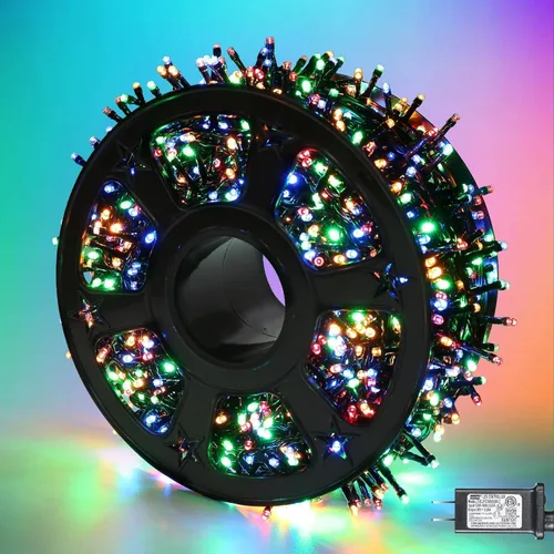 Vista 9 de Quntis Luces de Navidad en cadena de racimo de 1000 LED de 82 pies – 8 modos de luces de árbol de Navidad – Luces de Navidad impermeables