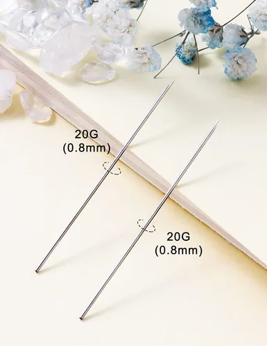 Vista 5 de Heienngy Agujas de perforación 20G de acero inoxidable quirúrgico anillos de nariz para el cuerpo agujas de joyería para el cuerpo kit de piercing