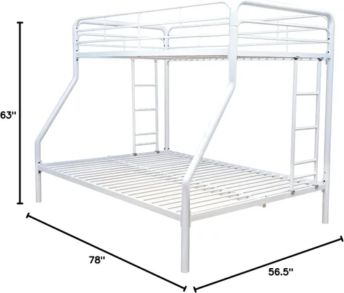 Vista 2 de Better Home Products Litera de metal individual sobre cama matrimonial en color blanco