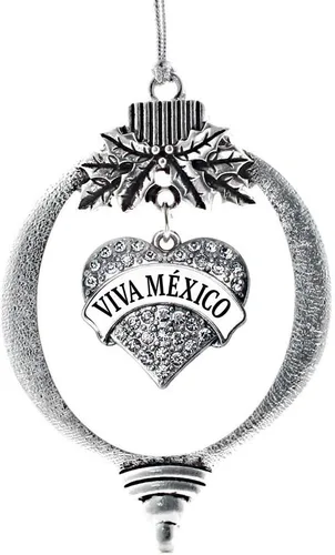 Vista 110 de Inspired Silver - Red Merry - Adorno de Navidad plateado - Adorno de árbol de Navidad con dije de corazón con circonita cúbica - Decoración colgante