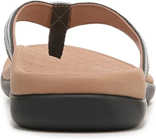 Vista 7 de Vionic sandalias tipo flats para mujer Cuero Camo Negro