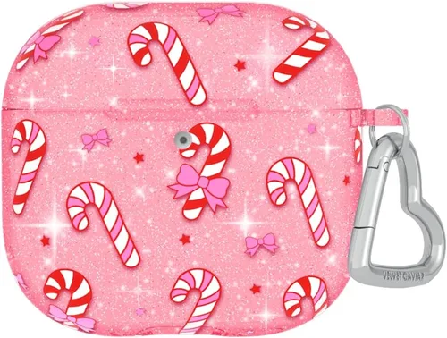 Vista 17 de VELVET CAVIAR Funda compatible con AirPods 4 con llavero, bonitas fundas protectoras duras de 4ª generación para mujer, diseño de lunares azules