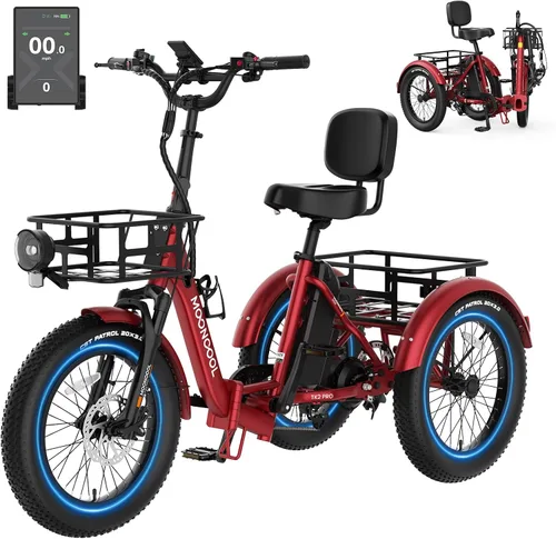 Vista 16 de MOONCOOL Electric Tricycle for Adults, 500W/750W Folding Electric Trike for Adults, 20"x3.0" Fat Tire 3 Wheel Electric Bike, Aluminum Frame