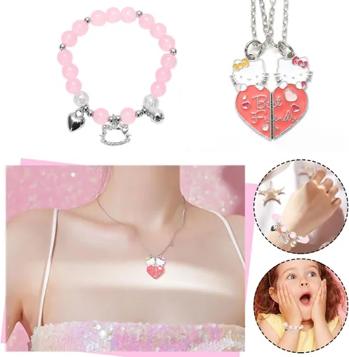 Vista 5 de Togolkap Regalos de gatitos para niñas, juego de regalos de fiesta para niñas, incluye mochila con cordón, cartera pequeña, pulsera, llavero