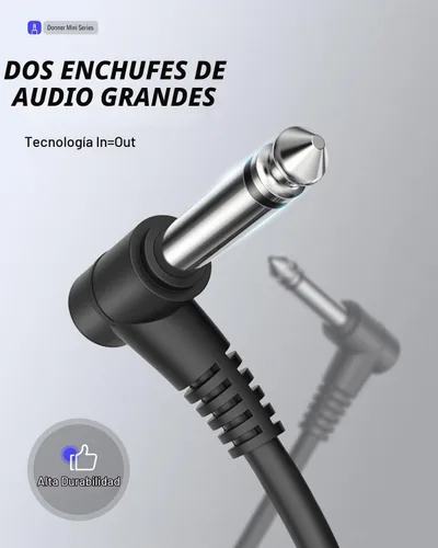 Vista 5 de Donner - Cables de conexión para pedales de efecto de guitarra de 6 pulgadas, negro, paquete de 3