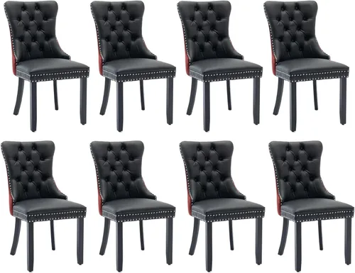 Vista 13 de SoarFlash Juego de 2 sillas de comedor de terciopelo, silla lateral de respaldo alto, silla lateral moderna tapizada de alta gama con botones Beige
