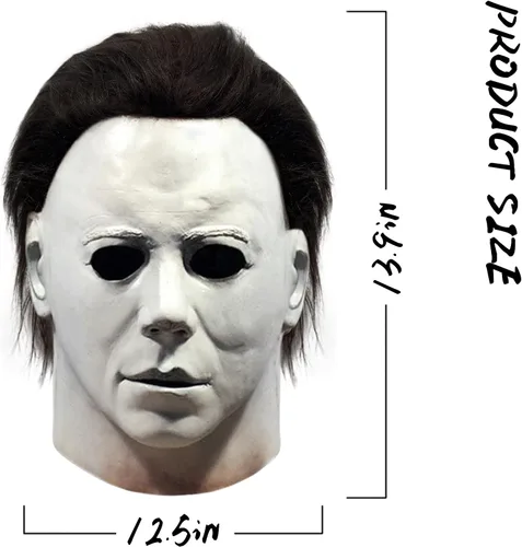 Vista 3 de FLORENCE IISA Máscara de Halloween de Michael Myer - Máscara de látex aterradora de terror para adultos, disfraz de cosplay para fiesta de Halloween