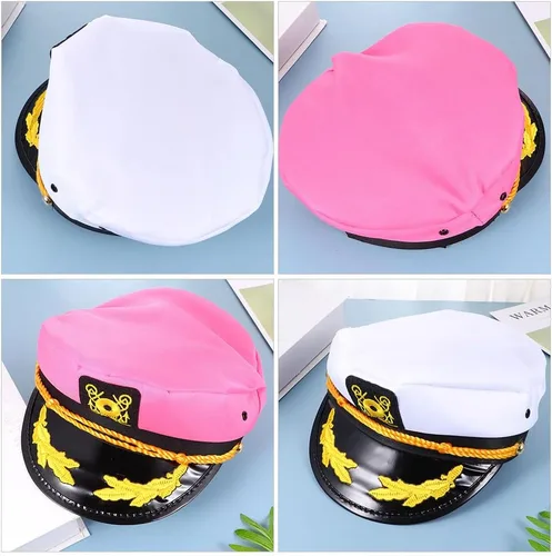 Vista 2 de PRETYZOOM 2 sombreros de capitán para actividades al aire libre para cosplay, fiestas temáticas náuticas y uso casual, adecuado para todas las edades