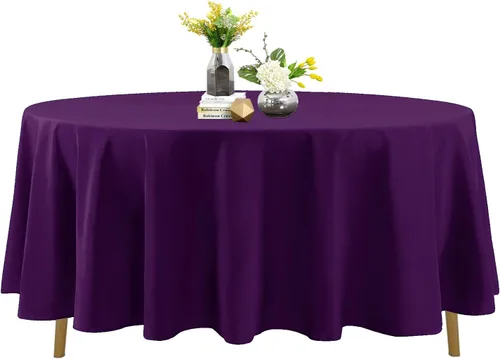 Vista 104 de Mantel de poliéster lavable de 132 pulgadas, resistente a las manchas y a las arrugas, mantel decorativo para mesa de comedor, fiestas de bufé