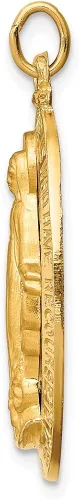 Vista 2 de FB Jewels Oro amarillo de 14 quilates pulido sólidosatén medalla milagrosa ovalada 3D