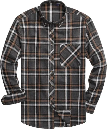 Vista 21 de Lion Nardo Camisas de Franela a Cuadros para Hombre de Manga Larga Camisas de Vestir para Hombre Casuales con Botones Abajo Tallas Grandes