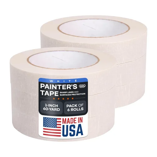 Vista 16 de IDL Packaging Cinta adhesiva blanca de 1 1/2 pulgadas x 60 yardas (paquete de 3 rollos), adhesivo de goma natural, protección de líneas afiladas