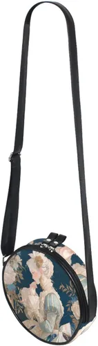 Vista 4 de Retro Court Style Mujer Rococó Art Round Cute Crossbody Bolsas para Damas Moda con Correa Ajustable Pequeños Bolsos Ir de Compras Bolso Messenger
