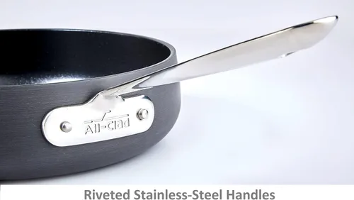 Vista 7 de All-Clad Sartén antiadherente de aluminio de 12 pulgadas, sartén antiadherente de aluminio gris medio de 10 pulgadas, color negro