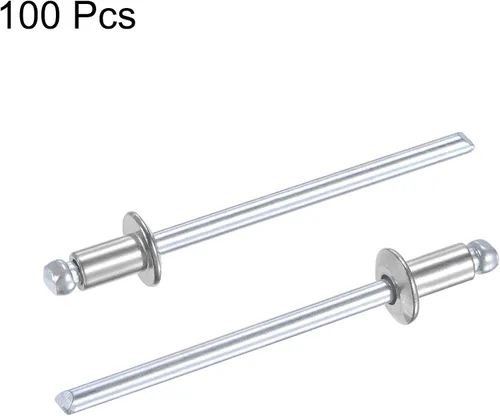 Vista 4 de uxcell Remaches ciegos 304 Acero Inoxidable 0.126 in Diámetro 0.197 in Longitud de Agarre Plata 100pcs