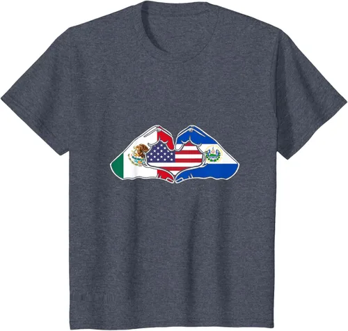 Vista 67 de Corazón manos México, El Salvador y Estados Unidos. Camiseta, Negro